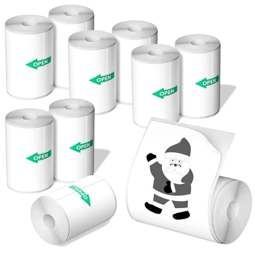 Offerta a tempo: 10 Rotoli di Carta Adesiva per Mini Stampanti Termiche - Etichette 57 x 25 mm per Fotocamere Istantanee e Stampanti Portatili, Perfette per Etichette, Note e Decorazioni, Regalo di Natale e Compleanno - 56% da 8.99 € a 3.99 €