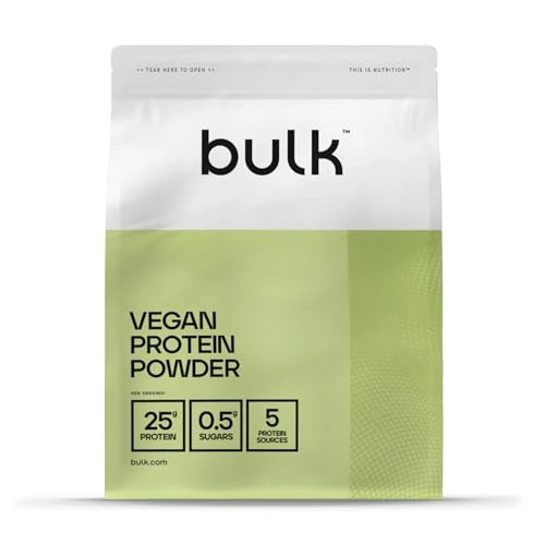 Bulk Proteine Vegane in Polvere, Frullato Proteico Vegetale, Fragola, 1 kg, Formula Nuova e Migliorata, 28 Porzioni, La Confezione Può Variare