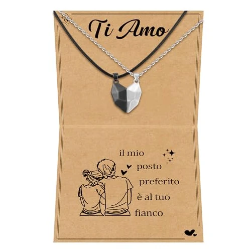 CheersLife Naszyjnik z sercem bratniej duszy, romantyczny prezent dla pary on jej chłopaka dziewczyny, 2 pasujące naszyjniki miłosne, prezent na walentynki, rocznicę Boże Narodzenie naszyjnik dla par