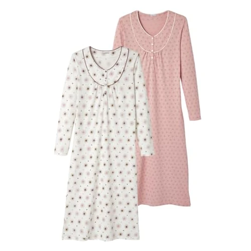 Oferta limitada: Damart Juego de 2 Camisones de Punto Jersey de algodón Peinado Puro, M, Lote Rosa de 37.27 € a 35.09 € (ahorro 6%)