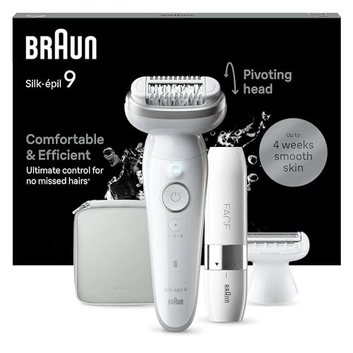 Oferta limitada: Braun Silk-épil 9, Depiladora Eléctrica Para Una Eliminación Del Vello Fácil, Piel Suave Duradera, 9-041, Blanca/Plateada de 179.99 EUR a 138.42 EUR (ahorro 23%)