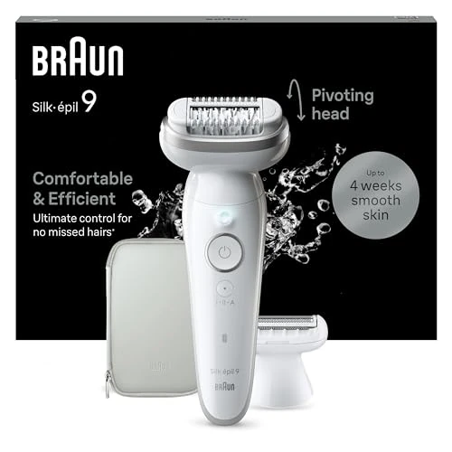 Tijdelijke aanbieding: Braun Silk·épil 9 9-041, Epilator Met Flexibele Kop Voor Eenvoudige Ontharing, Wit/Zilver, Wet & Dry, Langdurig Gladde Huid, Met Scheerkop & Trimmerkam van 184.99 EUR naar 99.99 EUR (korting 46%)