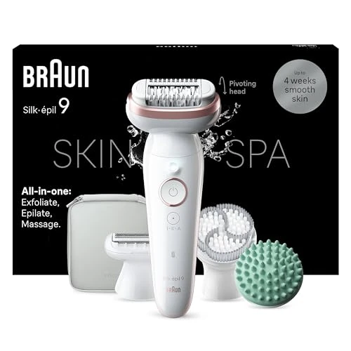 Offerta a tempo: Braun Silk-épil 9 SkinSpa Epilatore Elettrico Donna Con Testina Flessibile Per Una Epilazione Semplice, Wet & Dry, Pelle Liscia a Lungo, Idea Regalo, 9-080, Bianco/Rosa - 39% da 249.99 € a 152.00 €