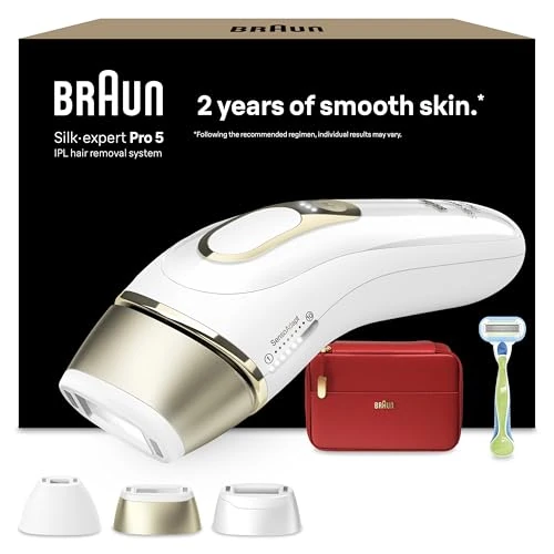 Braun IPL Silk·expert Pro 5, usuwanie włosów w domu, z torbą do przechowywania, golarka Venus, 3 nasadki, PL5262