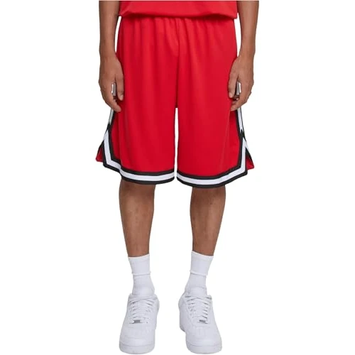 Urban Classics Męskie szorty z siateczki Stripes, Cityred/Black/White, S