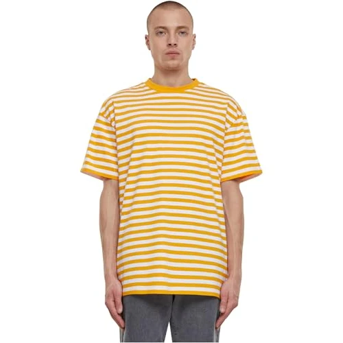 Offerta a tempo: Urban Classics T-Shirt a Righe Regolari, Bianco/Magicmango, L Uomo - 45% da 19.90 € a 10.99 €