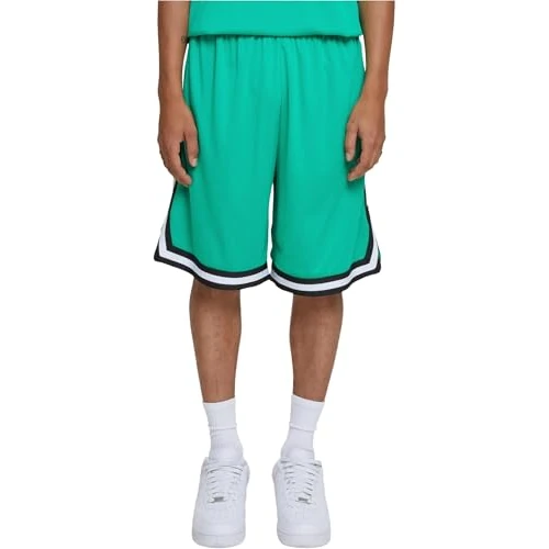 Beperkte aanbieding: Urban Classics Heren Stripes Mesh Shorts, groen/zwart/wit, S van 32.62 EUR naar 32.62 EUR (besparing 0%)