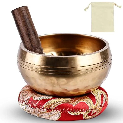 Cuenco tibetano pequeño, juego de cuencos tibetanos, juego de cuencos tibetanos con mazo de madera y cojín para cuenco tibetano, 8 cm, para yoga, relajarse, autohipnosis, regalos únicos para mujeres y