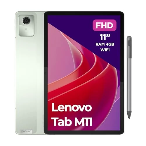 Lenovo Tab M11, tabletscherm 11" WUXGA (1920x1200), MediaTek Helio G88, 4GB RAM, 128GB, WiFi, Android 13 - aluminium behuizing, Seafoam Green, Tab Pen inbegrepen - Amazon exclusief