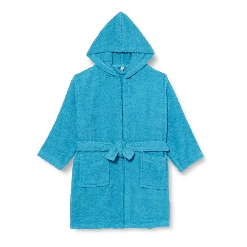 Playshoes Unisex Kinder Frottee-Bademantel Morgenmantel, türkis, 98/104