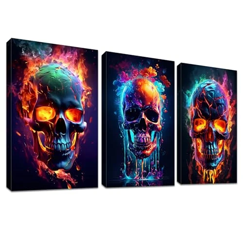 Oferta limitada: 3pcs Marco De Madera Cuadro Moderno Calavera Ardiente Cuadros Decoracion Salon Lienzo Decorativos Calavera Flores Misteriosas Pintura Imagen Cuadros Decorativos Salon Dormitorios Pasillo 30cmx40cmx3 de 29.99 € a 19.99 € (ahorro 33%)