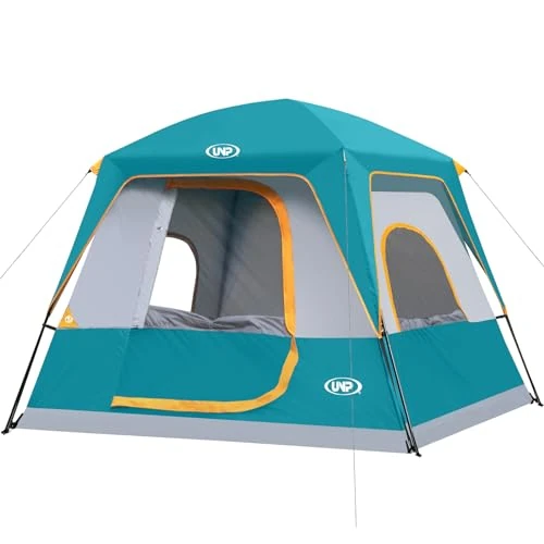 Offerta a tempo: UNP Tenda da cabina portatile per 4-8 persone, facile da montare, impermeabile con protezione antipioggia per campeggio/escursionismo all'aperto (Blu Oceano, 4 persone - 240 × 210 × 180 cm) - 27% da 169.00 € a 123.98 €