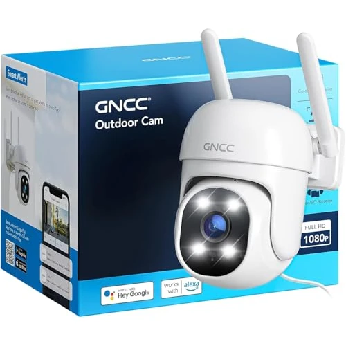 Offerta a tempo: GNCC Telecamera Wi-Fi Esterno 1080P, Solo WiFi a 2,4 GHz, 360° PTZ, Rilevamento AI, Abbonamento Cloud Richiesto, Tracciamento Intelligente, IP65, Allarme Luminoso, 24/7, Plug-in, Cavo Alimentazione 3m - 20% da 23.23 € a 18.68 €