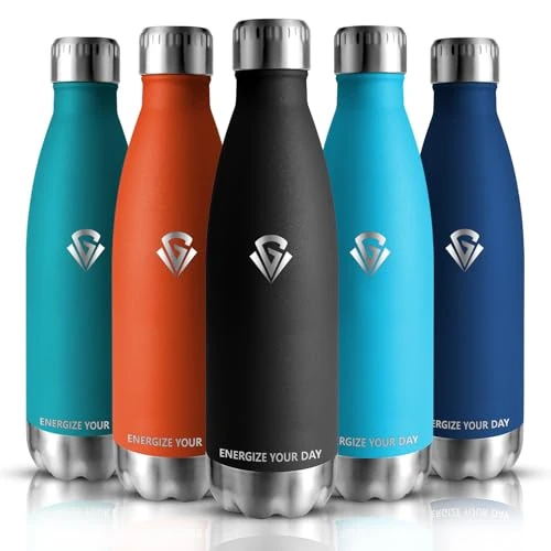 Grsta Drinkfles van roestvrij staal, 500 ml, drinkfles voor kinderen, dubbelwandige vacuüm-geïsoleerd, sportfles, BPA-vrij, thermosfles, duurzaam en krasbestendig, waterfles voor sport, gym