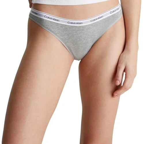 Calvin Klein Donna Perizoma con Fascia con Logo, Grigio (Grey Heather), M