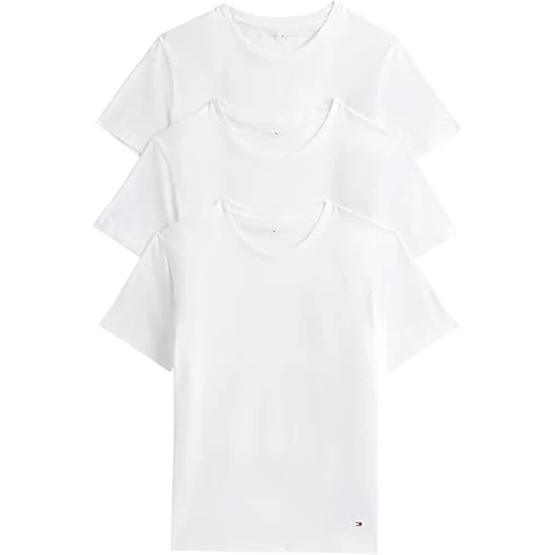 Tommy Hilfiger Camisetas de Manga Corta Pack de 3 Hombre Stretch con Cuello Redondo, Blanco (White/White/White), XXL
