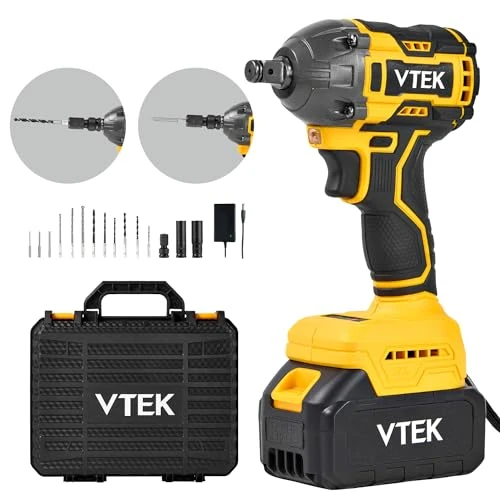 VTEK Impact Wrench Max Torque 400N.m, Cordless Brushless Power Impact Wrench 295 ft-lbs, 1/2 Impact Gun for Car Tiers
