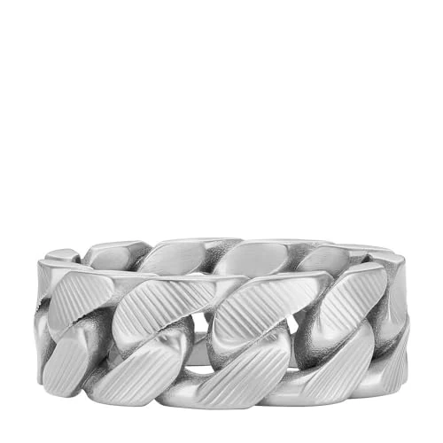 Offerta a tempo: Fossil Anelli a catena da uomo in acciaio inossidabile, Grigio argento, 7 - 43% da 16.02 € a 9.10 €