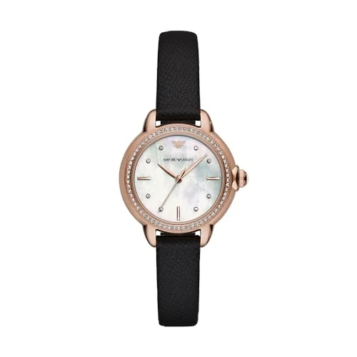 Offre limitée : Emporio Armani Montre pour femmes, 32 mm Mouvement à quartz à trois aiguilles avec bracelet en cuir de 199.95 € à 76.80 € (62% de remise)