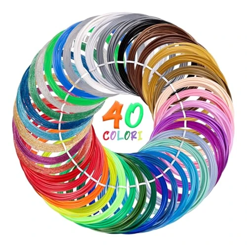 Offre limitée : Kretrum 40 couleurs 3D Stylo Filament PLA 1,75 mm, Recharge pour stylo d'impression 3D, Recharge de fil compatible avec MYNT3D et SCRIB3D, Non compatible avec 3Doodler et Filapen, Chaque couleur 3M de 20.69 € à 20.69 € (0.00% de remise)