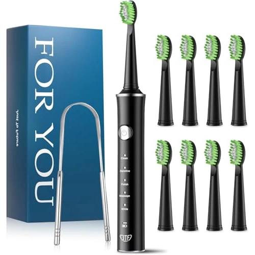 Oferta limitada: JTF Cepillo de Dientes Eléctrico Sónico – Limpieza Profunda para Encías Sensibles, 5 Modos, 45 Días de Batería, 8 Cabezales, IPX7 Impermeable, Temporizador Inteligente, Ideal para Viajes (Negro) de 19.99 € a 18.99 € (ahorro 5%)