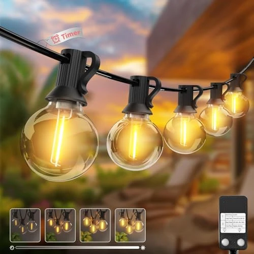 Limitiertes Angebot: Led Lichterkette Außen 23M/75FT - 【Timing Dimmbar】 Outdoor Lichterkette Strom mit 30+3 G40 Glühbirne Aussen Wetterfest Warmweiß Retro Lichterkette Glühbirnen für Terrasse Party Gärten Patio von 29.99 EUR auf 24.21 EUR (Spare 19%)