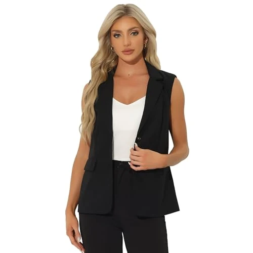 Oferta limitada: Allegra K Mujer Blazer Sin Mangas de Negocios Casual de Lino Trabajo Oficina Traje Chaleco Chaqueta de 33.99 EUR a 33.99 EUR (ahorro 15%)