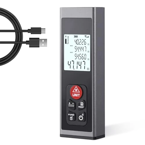 Offerta a tempo: HYCHIKA Metro Laser - Misuratore Laser Tipo C Ricaricabile 60M Telemetro Laser Con Retroilluminazione Lcd M/In/Ft Modalità Di Misurazione Multipla Misurazioni Di Volume Area Distanza Pitagora - 3% da 27.37 € a 26.65 €