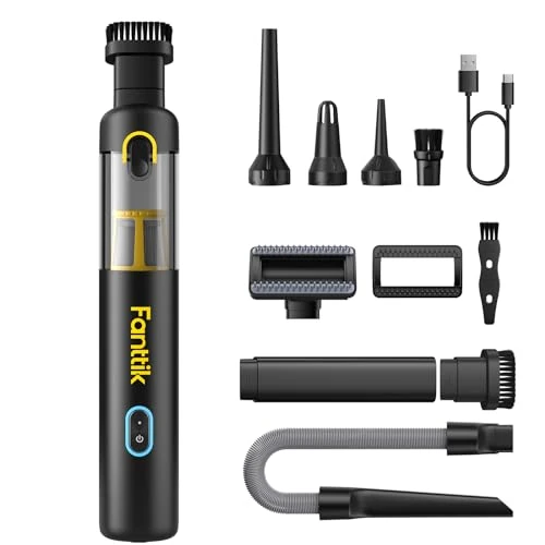 Fanttik Slim V8 Apex draagbaar mini-vacuüm, 19000PA hoog vermogen, 4-in-1 auto en huisreiniging, 2,5 uur Type-C snel opladen, tot 40 minuten looptijd, zwart