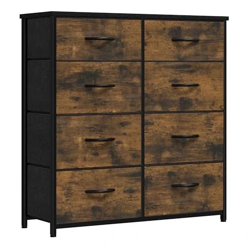 Offre limitee: YITAHOME Commode pour Chambre à Coucher, Commode à 8 Tiroirs en Tissu Meuble de Rangement avec Dessus en Bois et Grand Espace de Rangement Chambre à Coucher, Salon, Chambre d'enfant, Rouille Brun de 83.99 EUR a 61.18 EUR (economie 27%)