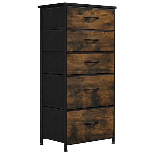 Oferta limitada: YITAHOME Cajonera de Tela, Cómoda de Tela, Unidad de Almacenamiento de Tela, con 5 cajones Extraíbles, Cómoda de para Sala de Estar, Dormitorio, habitación Infantil, marrón rústico de 59.99 EUR a 45.49 EUR (ahorro 24%)
