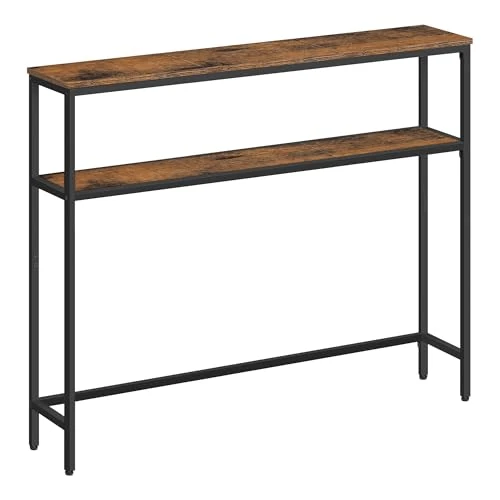 Limitiertes Angebot: VASAGLE Konsolentisch, schmaler Sofatisch mit 2 Ablagen, 20 x 100 x 80 cm, Flurtisch, 2 Ebenen, für Flur, Wohnzimmer, Schlafzimmer, vintagebraun-tintenschwarz LNT131K01 von 39.99 EUR auf 29.69 EUR (Spare 26%)