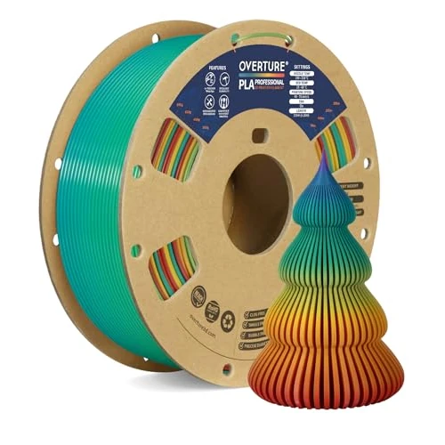 OVERTURE PLA+ Filament 1.75 mm, Toughness Enhanced PLA Plus Roll, Professional PLA+ Tenacity, 1 kg Filament 2.2 lbs (Sunset Rainbow)