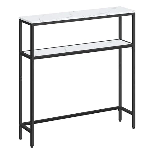 Oferta limitada: VASAGLE Mesa de Consola de 2 Niveles, Mesa Auxiliar con 2 Estantes, 20 x 80 x 80 cm, para Sala de Estar, Pasillo, Recibidor, Blanco Mármol y Negro Tinta LNT130W59 de 39.99 € a 33.99 € (ahorro 15%)