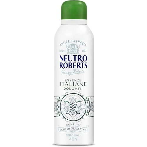 Neutro Roberts, Dolomiti Déodorant en spray sans sels d'aluminium - Ne tache pas - Avec huile essentielle de magnolia et musc blanc - Avec huile de glycérine pure - Déodorant pour homme et femme - 200