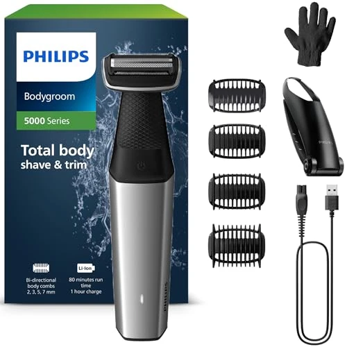 Beperkte aanbieding: Philips Bodygroom Series 5000, douchebestendige lichaamstrimmer, glad en comfortabel scheren, complete lichaamsverzorging inclusief rug, 60 min. gebruiksduur (model BG5021/16) van 64.99 EUR naar 37.97 EUR (besparing 42%)