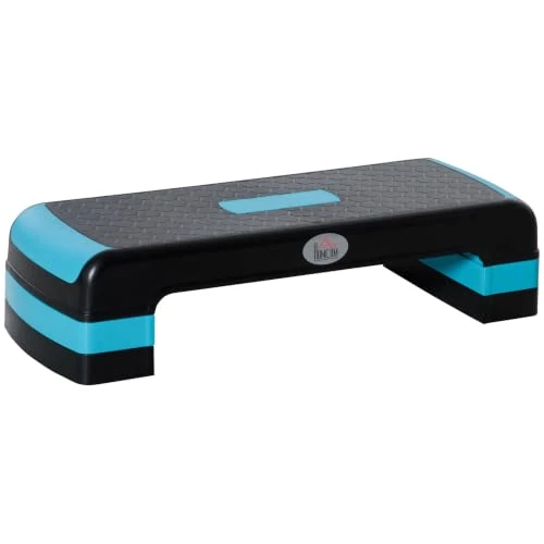 Offerta a tempo: HOMCOM Stepper Aerobica Regolabile 3 Altezze 78x28x10/15/20 cm Nero e Blu | Step Fitness in Plastica, per Allenamento a Casa e Palestra - 16% da 32.95 € a 27.52 €