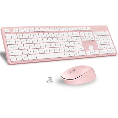 Oferta limitada: LeadsaiL Combo de teclado y mouse inalámbricos, teclado ergonómico de tamaño completo, teclado inalámbrico de 2.4 GHz, juego de mouse silencioso con receptor USB 2 en 1, atajos de 12 FN para laptop de 26.26 EUR a 26.26 EUR (ahorro 0%)