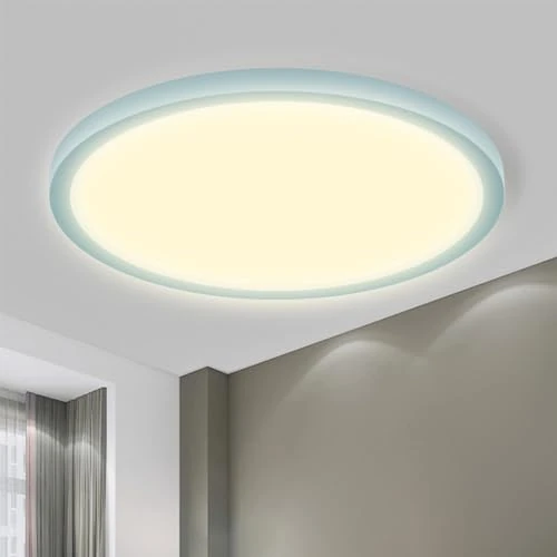 LQWELL® Plafonnier LED, Lampe de Salle de Bain Étanche IP44 Ronde Plate 18W 4000K 1600LM Lampe Simple Moderne Mince pour Salon Chambre Cuisine Balcon Couloir Sous-Sol Bureau, 220 * 24mm