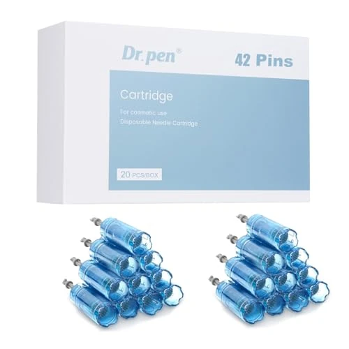 Dr. Pen M8S Cartridges - 42 Pins for Acne Scars, Stretch Marks, Stains, Wrinkle Removal and Skin Care - Authentic Replacement Cartridges Fit Dr. Pen Ultima M8S/A8S/A9/A11 Pack of 20