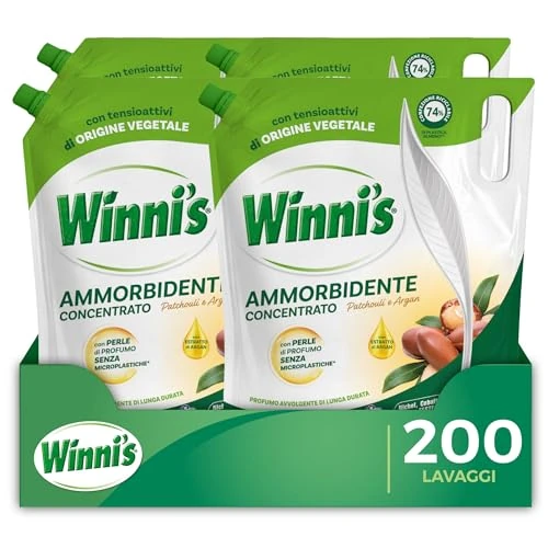 Offerta a tempo: Winni's Ammorbidente Lavatrice, Patchouli e Argan, 200 Lavaggi, 1250 ml x 4 - 23% da 14.99 € a 11.48 €