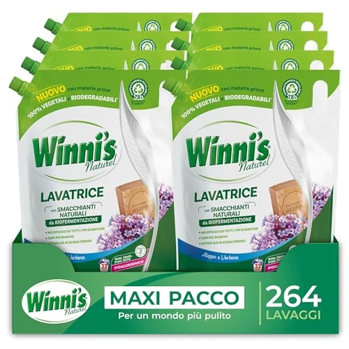 Oferta ograniczona: Winni's - Detersivo Lavatrice Ipoallergenico Ecoformato, 264 Lavaggi, con Smacchianti Naturali da Biofermentazione, Fragranza Aleppo e Verbena, Con Materie Prime Vegetali, 1485 ml x 8 Confezioni z 277.16 PLN na 277.16 PLN (zniżka 0%)