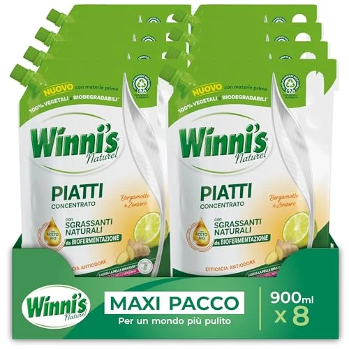 Offerta a tempo: Winnis - Detersivo Piatti e Stoviglie a Mano - 8 Pezzi x 900ml — 22% da 22,32 € a 17,52 €