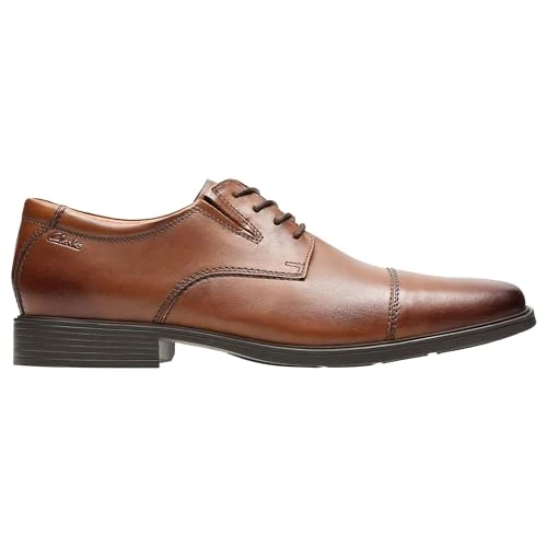 CLARKS Herren Tilden Cap Shoes, Dark Tan Lea, 44 EU