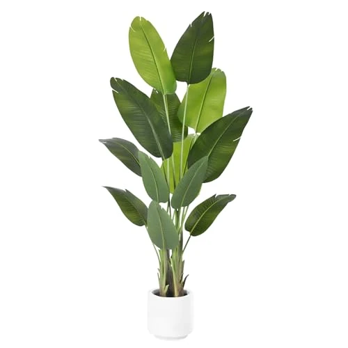 ZEEOZE Sztuczny rajski ptak roślina 180cm Wysokie Fałszywe Tropikalne Drzewo Palmowe Duże Fałszywe Rośliny z Białą Doniczką Duże Sztuczne Rośliny do Wnętrz 13 Liśćmi Bananowca do Domu Sypialni Salonu