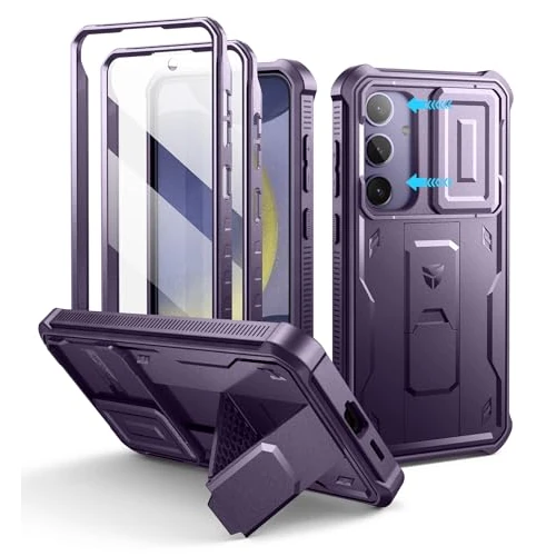 Limited-time offer: Dexnor for Samsung Galaxy S24 Plus Case with Built-in Slide Camera Cover & Screen Protector & Kickstand, Heavy-Duty Shockproof Rugged Case Full-Body Bumper Protective Cover for S24 Plus - Purple from 26.99 GBP to 26.99 GBP (save 0%)