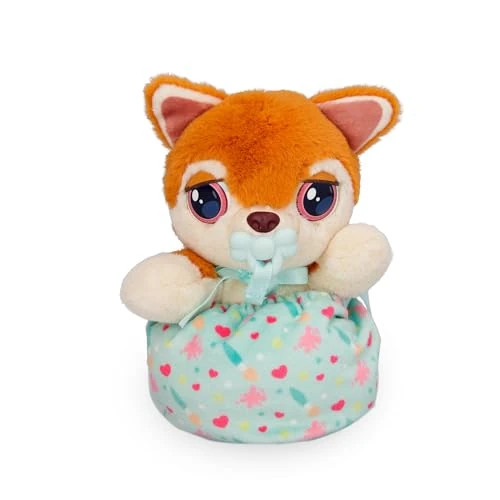 BABY PAWS Mini Cuccioli Shiba Inu Peluche Interattivi Cucciolo con Borsetta da Portare Sempre Con Te, riproduce suoni Bambini dai 3 anni in su