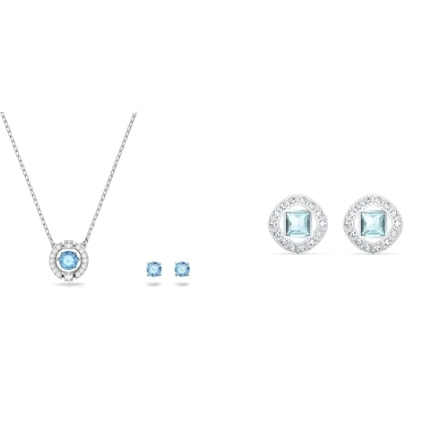 Offerta a tempo: Swarovski Set Sparkling Dance, Rotondo, Blu, Placcato rodio & Orecchini Stud Angelic Square, turchese, placcato rodio, Esclusivi Amazon — 23% da 151,04 € a 117,00 €