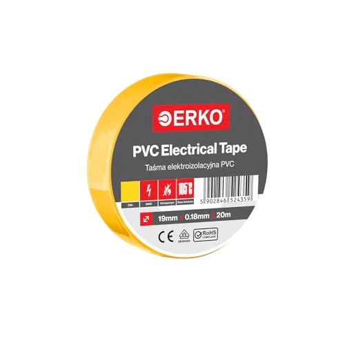 ERKO Isolierband Gelb 19mm x 20m PVC Elektrische Leitungen Reparatur, Superflexibel, Extrastarke Haftung, Chemikalienresistent, Universal