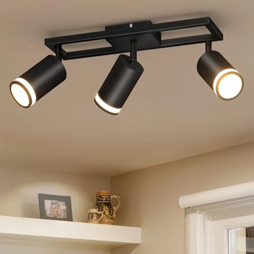 Limited-time offer: Dehobo GU10 Ceiling Lights LED Kitchen, Black Ceiling Spotlights 3 Flames Swiveling 350°, Ceiling Spotlight Bar Spotlighting for Kitchen Bedroom Living Room, No Bulb from 32.99 GBP to 32.99 GBP (save 0%)